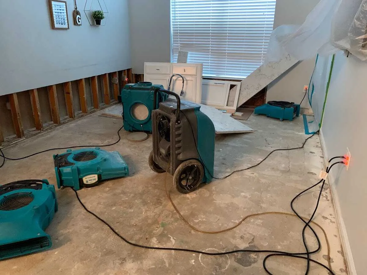 Dehumidifier in flood-cut room for Water Extraction & Removal in South Hill